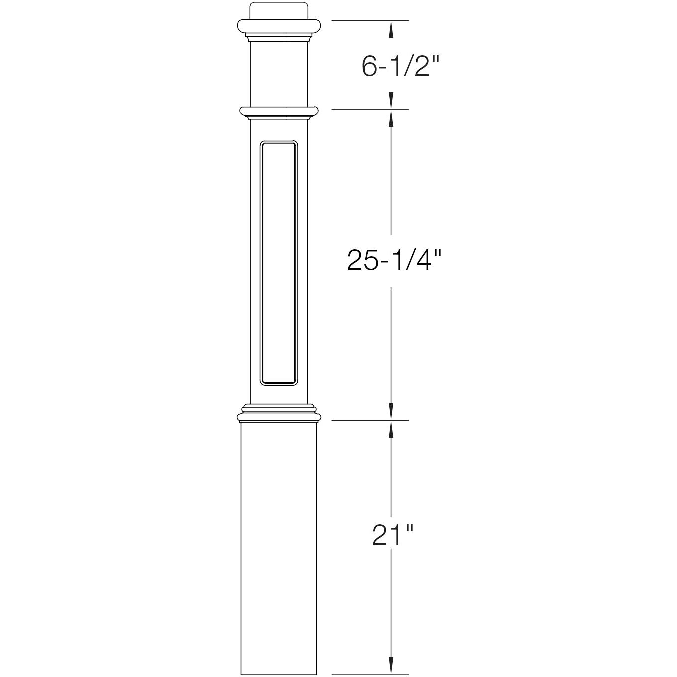 991FP - Box Newel - Flat Panel Design - 56" x 6¼"