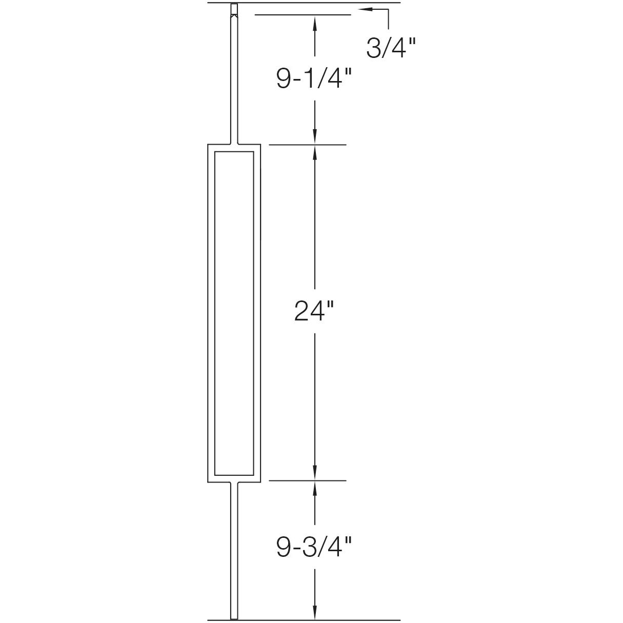 T81 - Iron Baluster - Large Rectangle - 1/2" x 44"