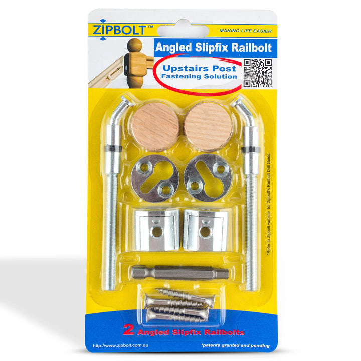 Slipfix Railbolt Handrail to Newel Post Connector — 13.810 Easily Fasten Staircase Handrails to Newel Posts