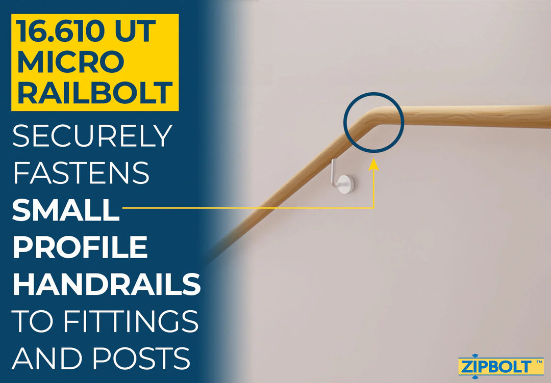 Micro Railbolt – Low Profile Staircase Handrail to Fittings Connector – 16.610 1 Double Pack