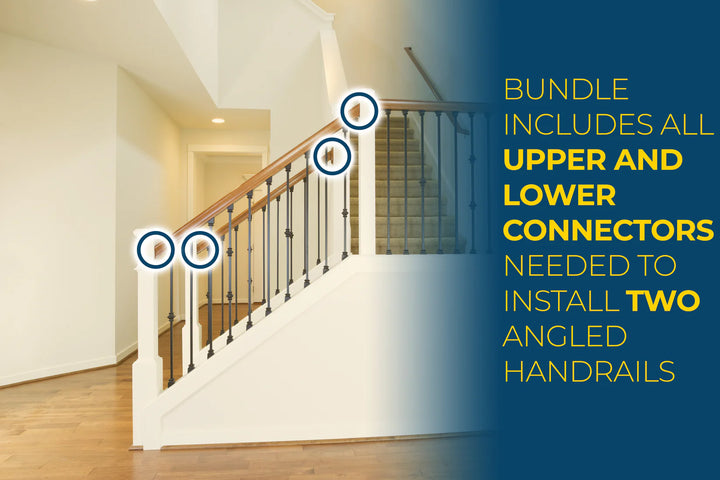 Angled Staircase Handrail to Newel Post Installation Kit — 11.560 Angled Railbolt + 13.960 Angled Slipfix Railbolt
