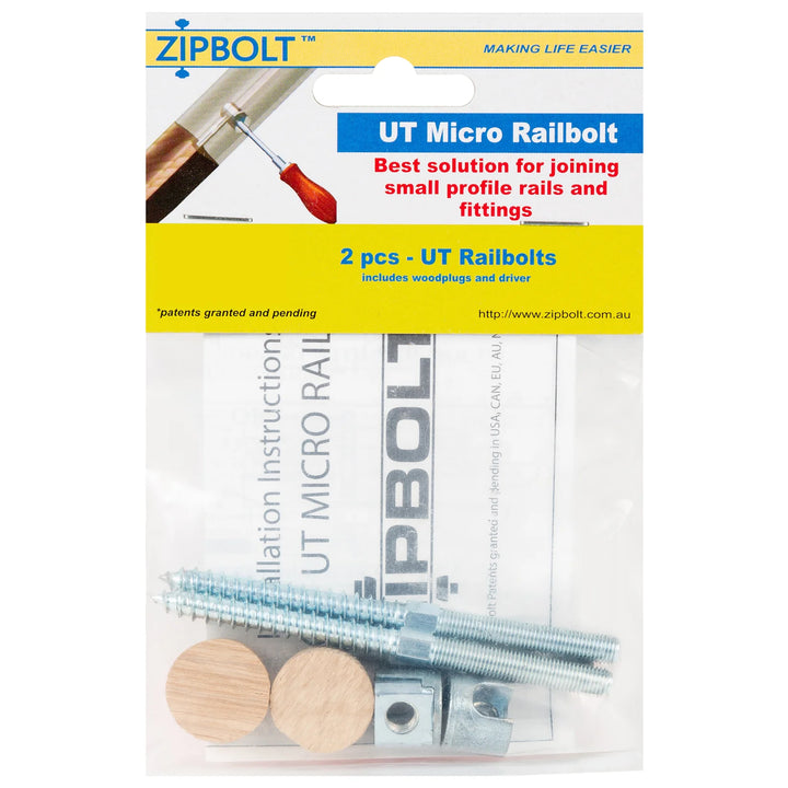 Micro Railbolt – Low Profile Staircase Handrail to Fittings Connector – 16.610 1 Double Pack
