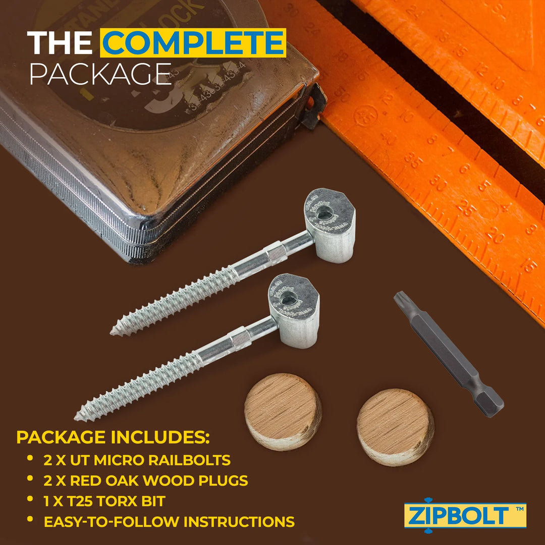 Micro Railbolt – Low Profile Staircase Handrail to Fittings Connector – 16.610 1 Double Pack