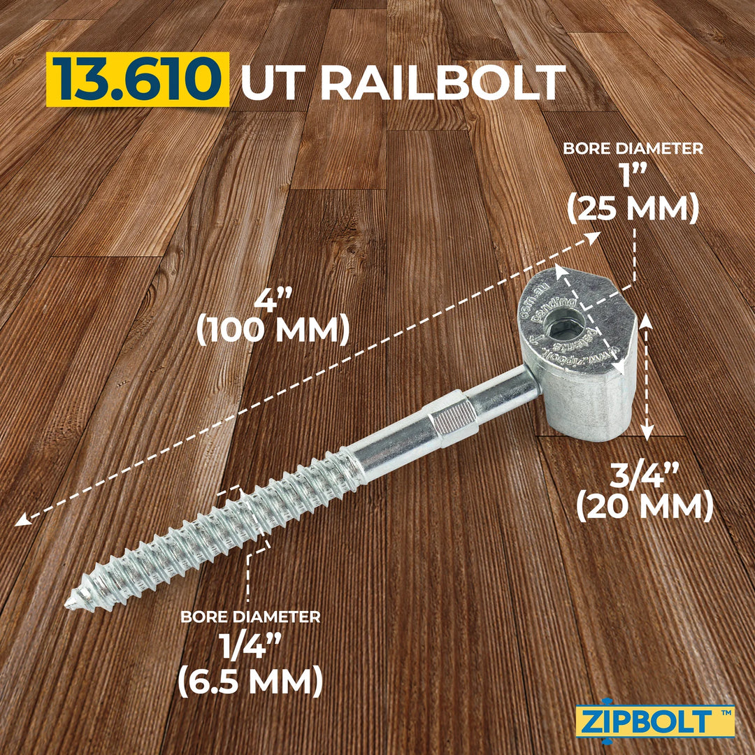 Connect Staircase Handrails to Staircase Fittings and Newels — 13.610 UT Railbolt