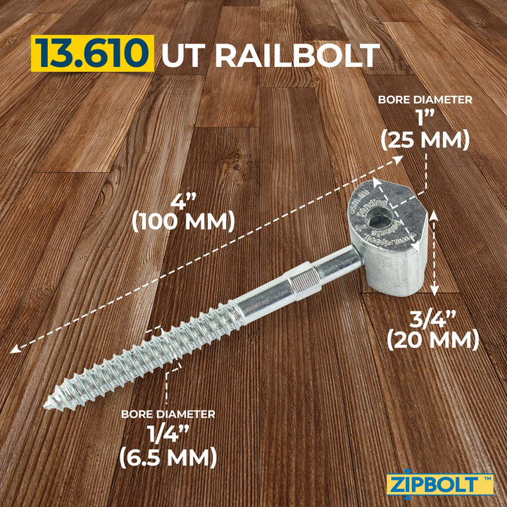 Connect Staircase Handrails to Staircase Fittings and Newels — 13.610 UT Railbolt