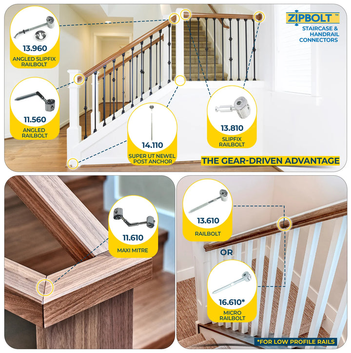 40.540 Deep Socket Driver - 10mm - Accessory for Zipbolt 14.110 Super UT and 17.800 XT - Assists with Staircase Newel Post Fastener Installation