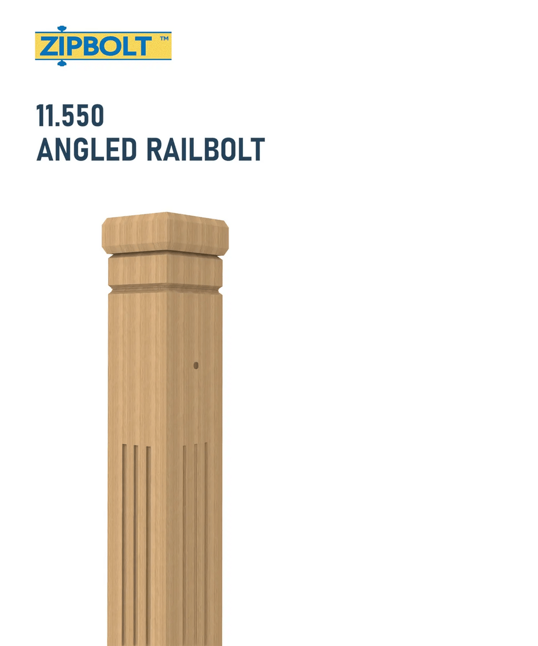 Angled Handrail to Newel Post Connector — 11.560 Angled Railbolt for Lower Staircase Connection
