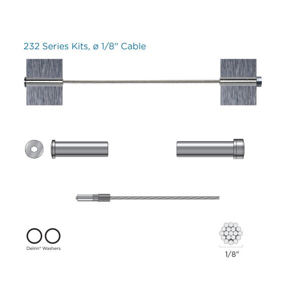 RailFX® Cable Rail Kits | 232 Series | Ø 1/8" Cable | Through-Post | Metal Post Applications