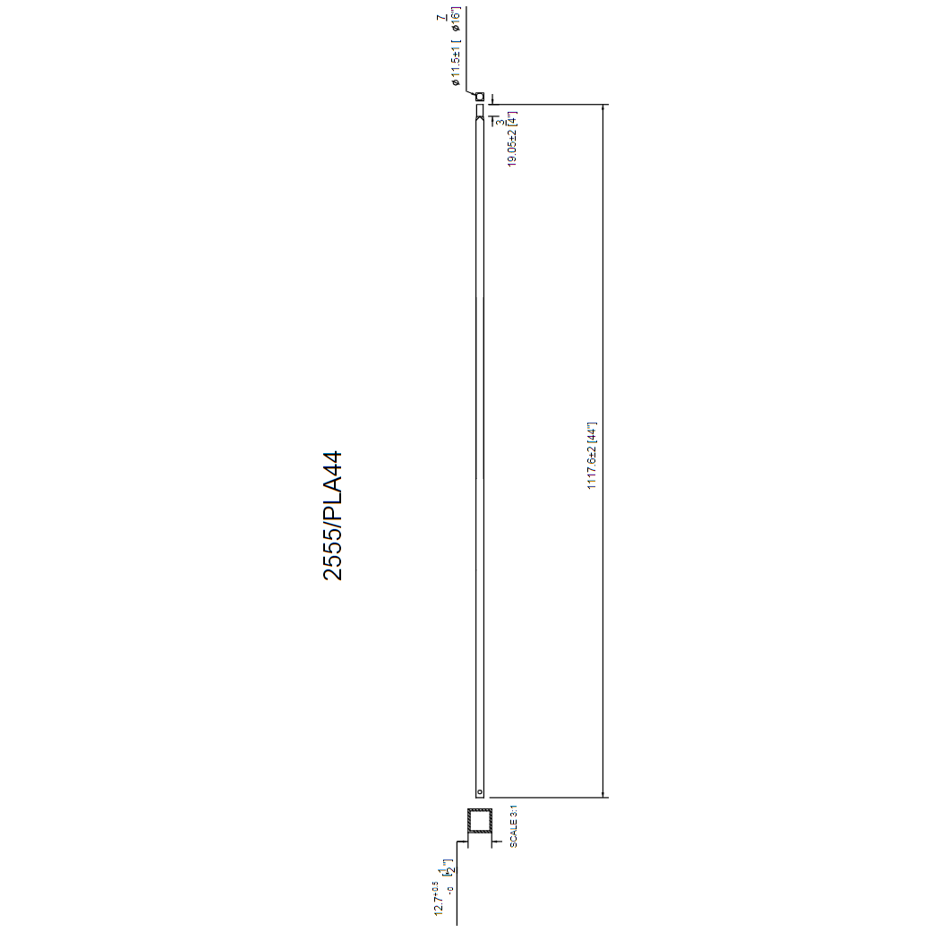 PLA44 | Plain Iron Baluster | 2555 | 1/2" Square