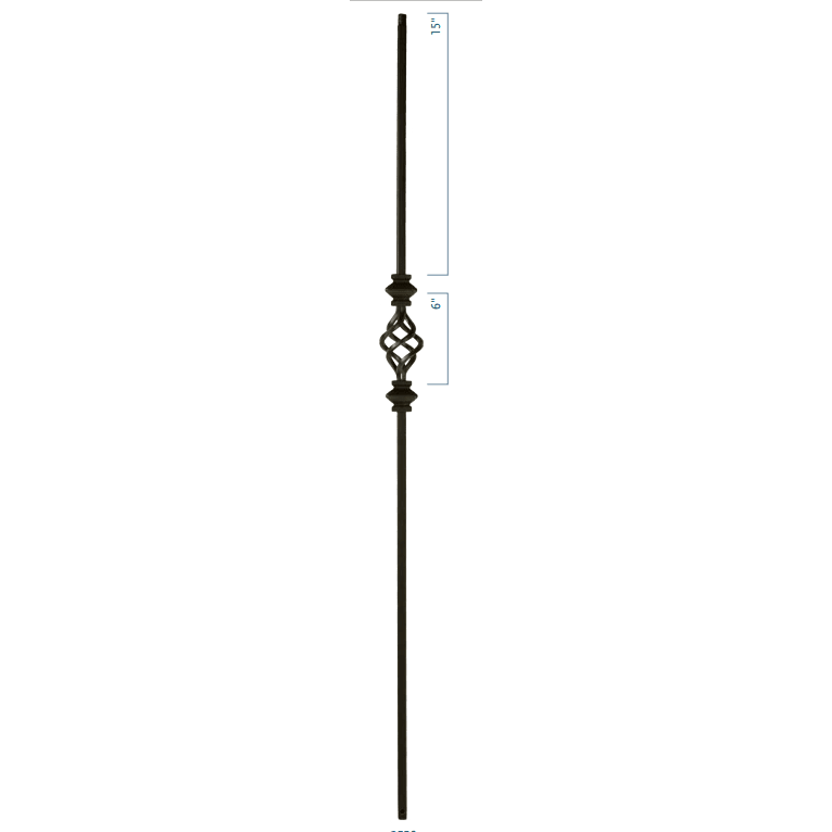 2KNUC1BASK 2558 | Double Knuckle single basket 1/2" Iron Baluster - All Things Stairs