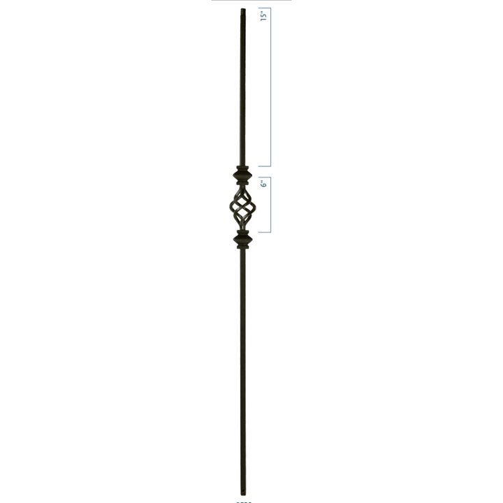 2KNUC1BASK 2558 | Double Knuckle single basket 1/2" Iron Baluster - All Things Stairs
