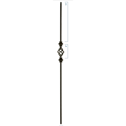 2KNUC1BASK 2558 | Double Knuckle single basket 1/2" Iron Baluster