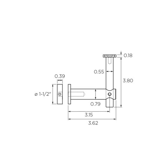 1-1/2" Dia. | Flat Saddle | Fixed | Adjustable Height | Round | Glass Mount Bracket | Alloy 304