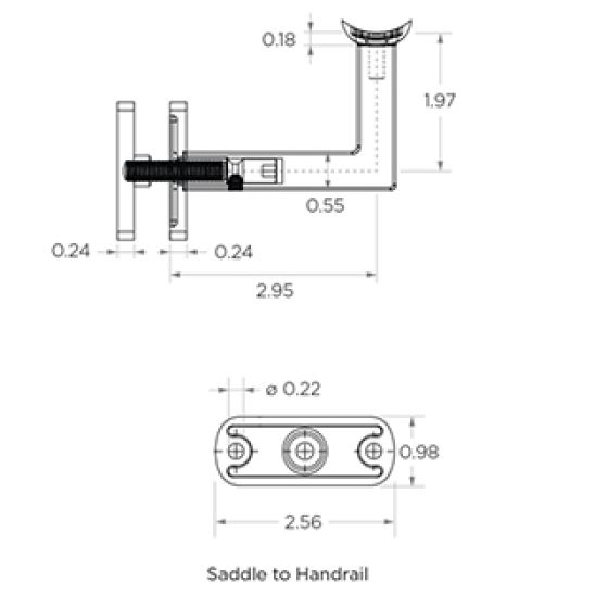 Round Saddle | Fixed | Square | Glass Mount Bracket | 90° Arm | Alloy 304