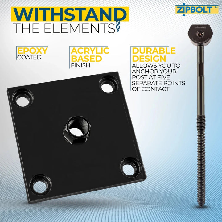 Exterior Newel Post Anchor - for Anchoring Surface Mount Exterior Posts to Decking, Patios, and Verandas - Durable Strength 4x4 Post Base (Actual 3.5x3.5) 17.800 XT - All Things Stairs