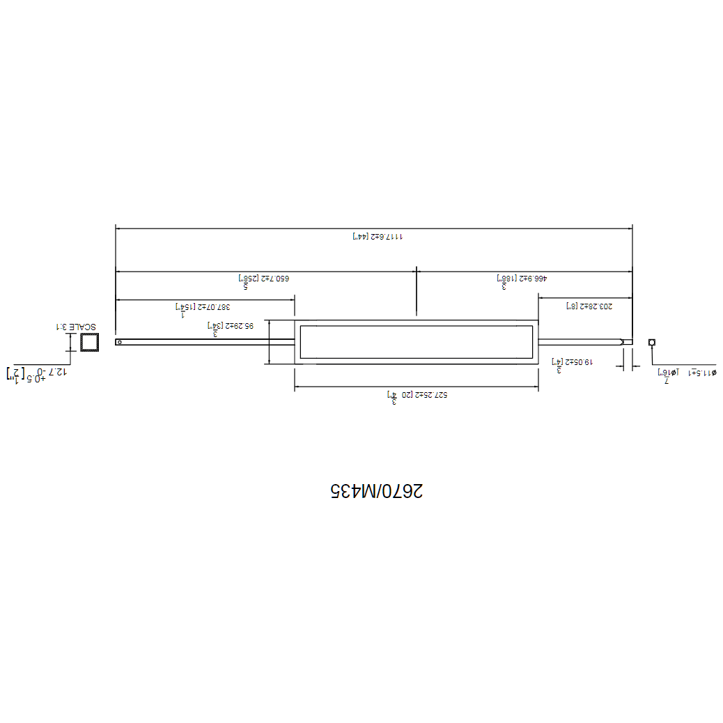 M435 | 2670 | Square Panel Iron Baluster 1/2" - All Things Stairs