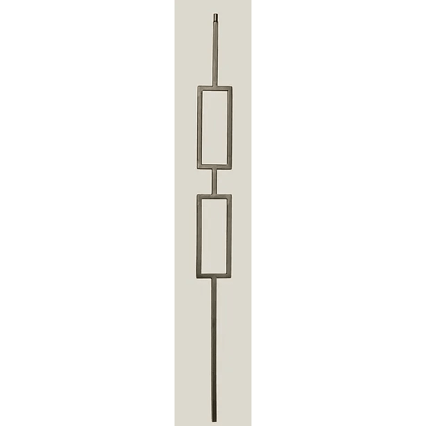 M438 | 2671 | Double Square Panel Iron Baluster 1/2" - All Things Stairs