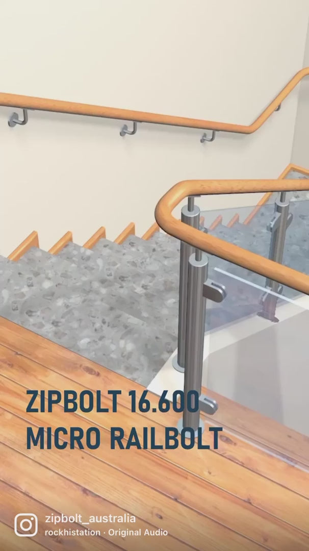 Micro Railbolt – Low Profile Staircase Handrail to Fittings Connector – 16.610 1 Double Pack