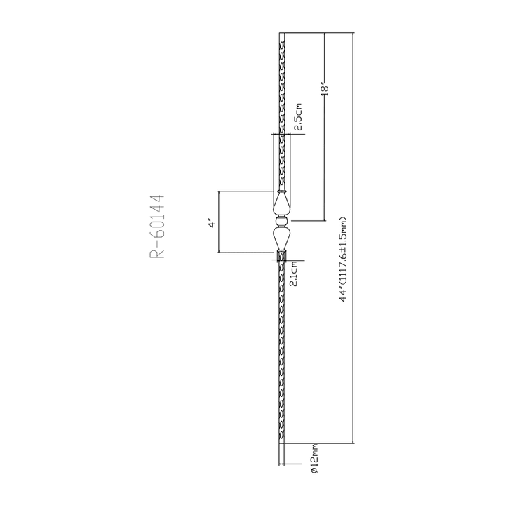 R60144 | Single Urn Iron Baluster | 2770 | 1/2" - All Things Stairs
