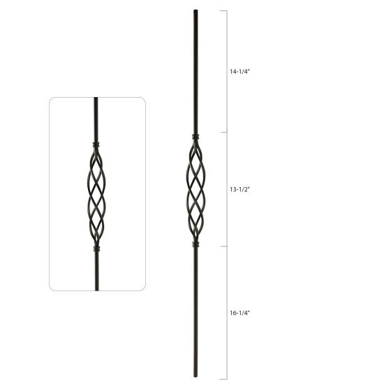 Steel Tube Balusters | 1/2" Round Series | Single Long Basket