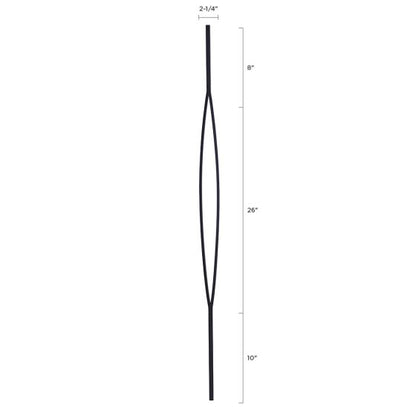 Steel Tube Balusters | Geometric 1/2" Square Series With Dowel Top | Single Feature | Satin Black