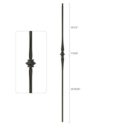 Steel Tube Balusters | 1/2" Square Series With Dowel Top | Single Collar