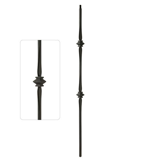Steel Tube Balusters | 1/2" Square Series With Dowel Top | Double Collar