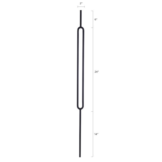 Steel Tube Balusters | Geometric 1/2" Square Series With Dowel Top | Single Feature | Satin Black