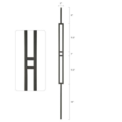 Steel Tube Balusters| Geometric 1/2" Square Series With Dowel Top | Single Feature