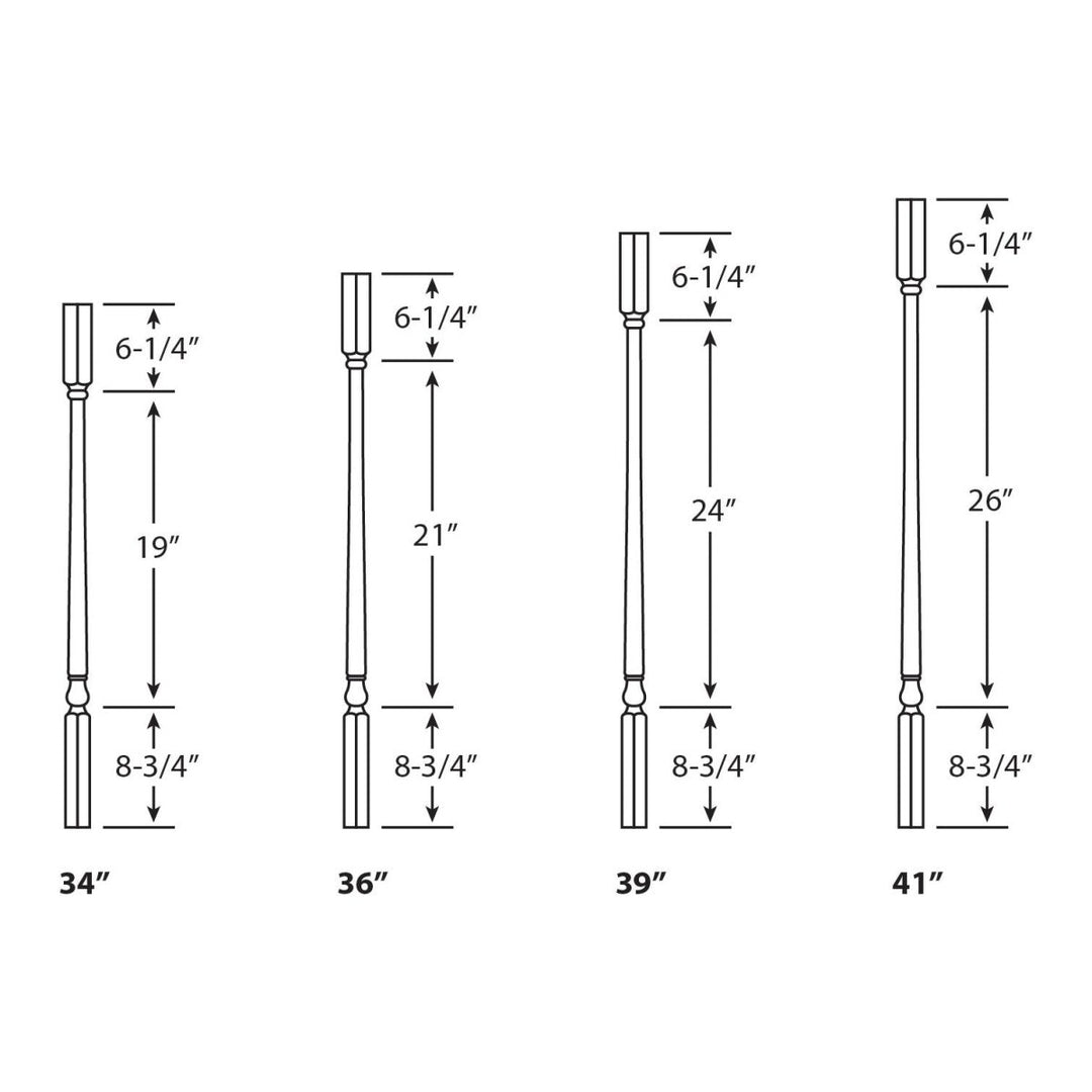 5141 | Wood Baluster | Colonial Square Top | 1 - 1/4" - All Things Stairs