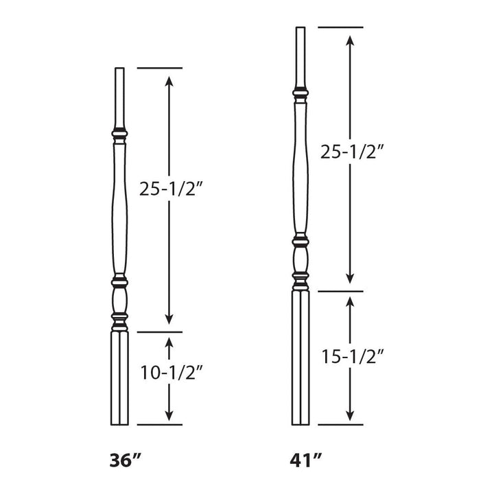 908 | Wood Baluster | Bordeaux Pin Top | 1 - 1/4" - All Things Stairs