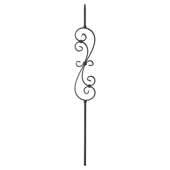 Iron Baluster | "S" Scroll | Satin Black | 1/2" x 44" | Ascension