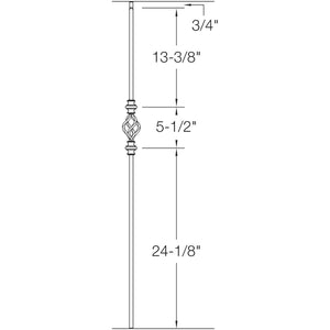 T62 - Iron Baluster - Basket w Knuckles - 1/2" x 44"
