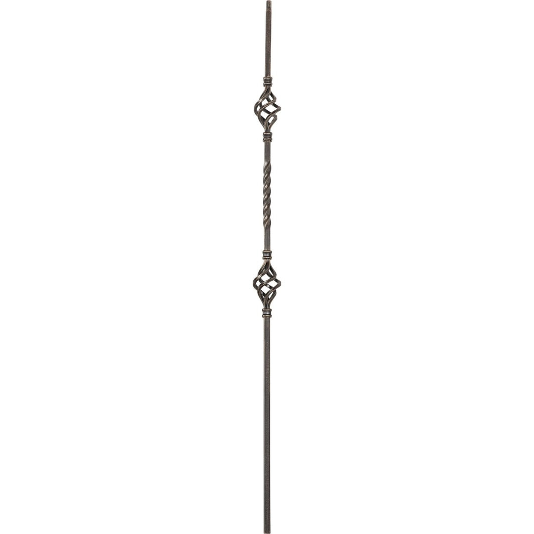 CLEARANCE | T05 | Iron Baluster | Double Basket | 1/2" x 44" | SATIN BLACK - All Things Stairs