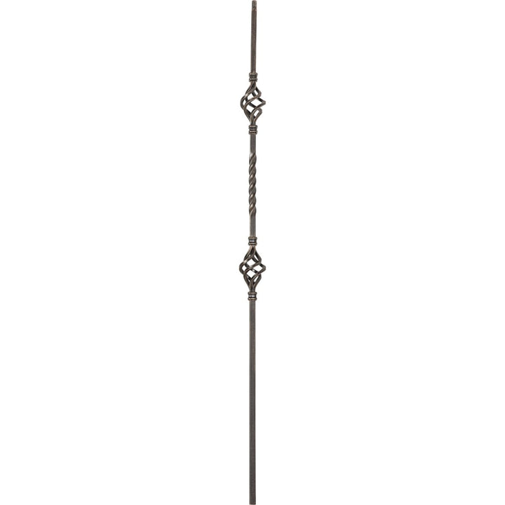 CLEARANCE | T05 | Iron Baluster | Double Basket | 1/2" x 44" | SATIN BLACK - All Things Stairs
