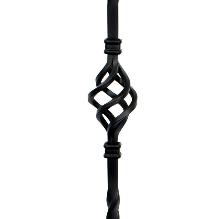 CLEARANCE | T05 | Iron Baluster | Double Basket | 1/2" x 44" | SATIN BLACK - All Things Stairs